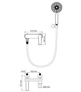 Смеситель для ванны с душем Wonzon & Woghand Brilliant WW-88037079-BG брашированное золото